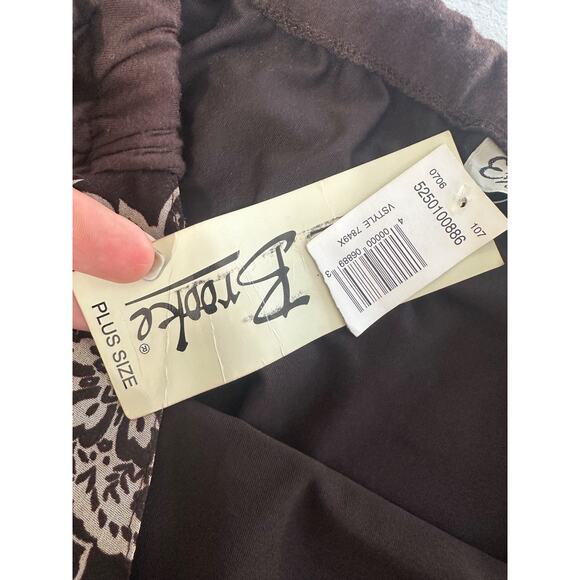 Vtg Erica Brooke Strapless Dress Size 24 Brown Fairy 80s Whimsical Floral Boho - Picture 6 of 12